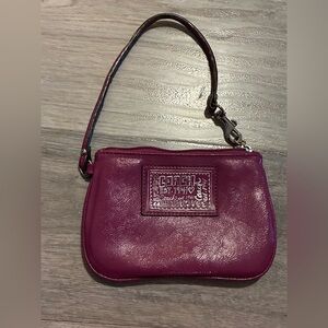 Coach Purple Leather Clutch with Textured Finish